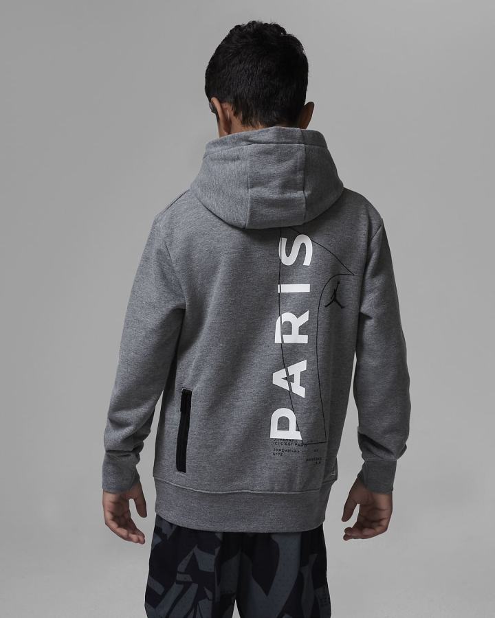 Sudadera Con Capucha Nike Jordan Kids Paris Saint-Germain French Terry Niño Gris Oscuro | YKXDZ-5409