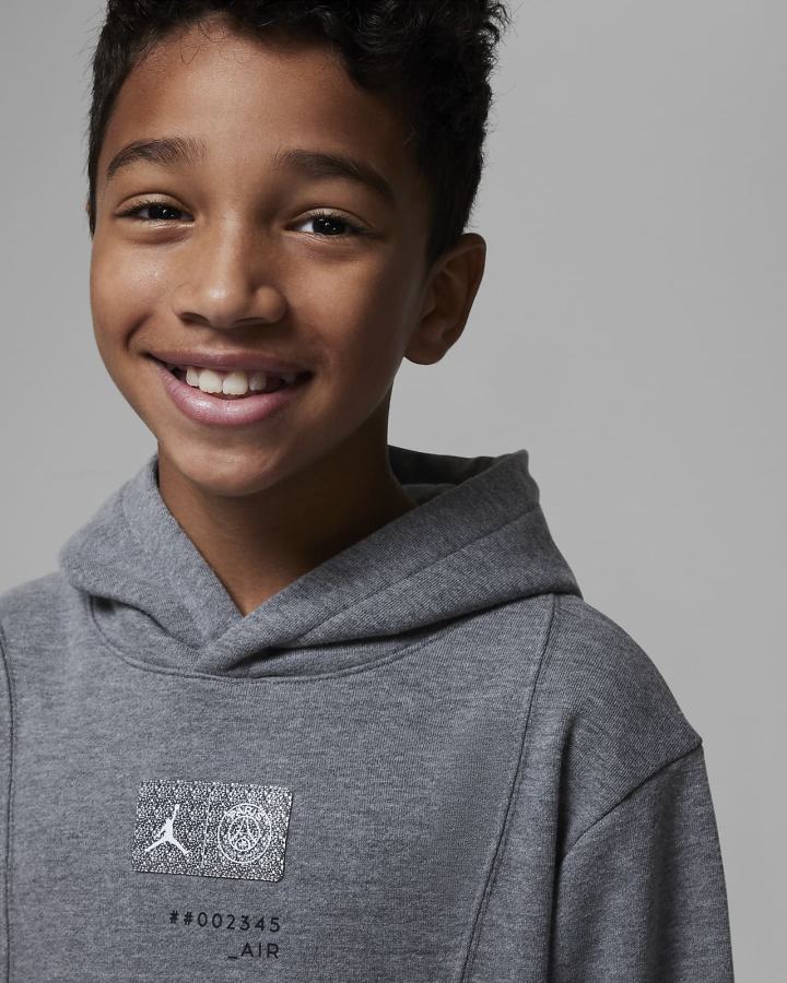 Sudadera Con Capucha Nike Jordan Kids Paris Saint-Germain French Terry Niño Gris Oscuro | YKXDZ-5409