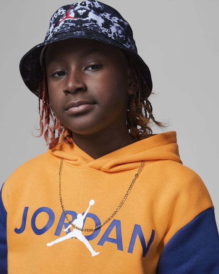Sudadera Con Capucha Nike Jordan Kids Vert Tape Fleece Niño Amarillo Azules | TWOMY-1804