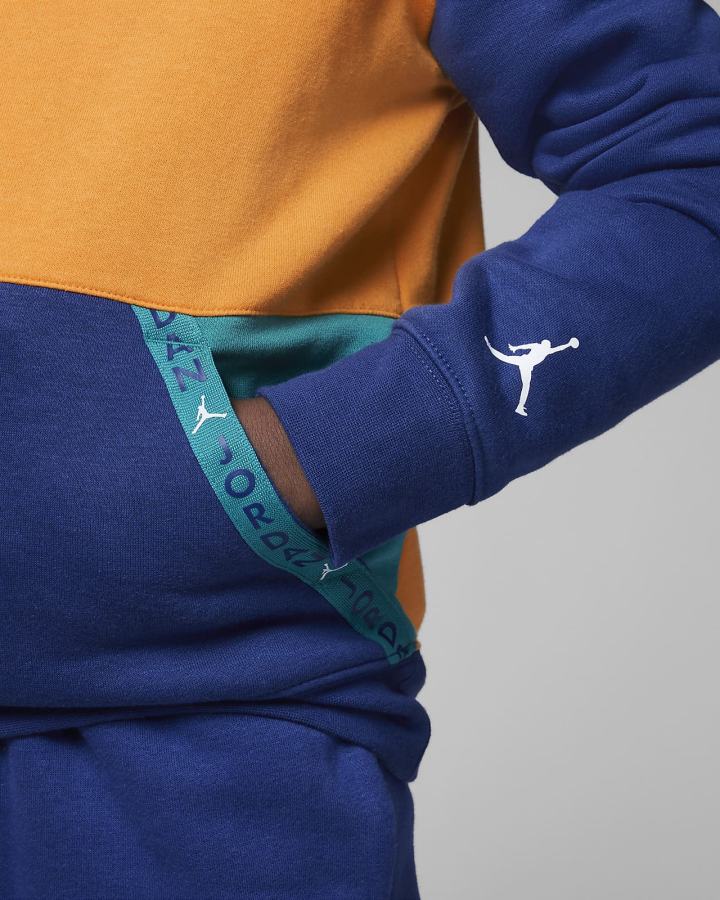 Sudadera Con Capucha Nike Jordan Kids Vert Tape Fleece Niño Amarillo Azules | TWOMY-1804