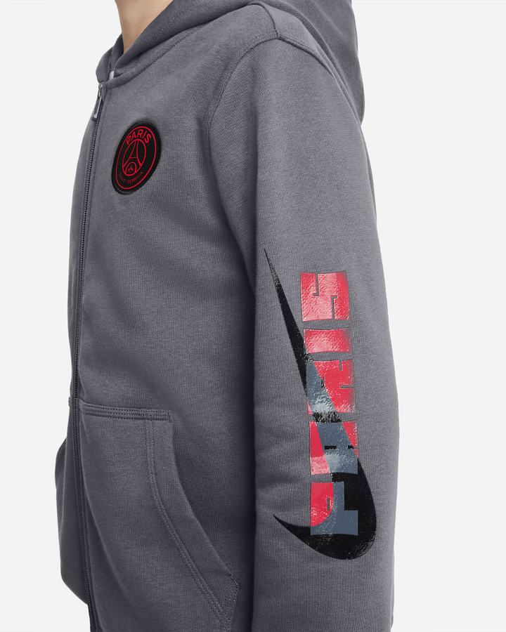 Sudadera Con Capucha Nike Paris Saint-Germain Kids Full-Zip Fleece Niño Gris Oscuro Rojas | ETZAF-9031
