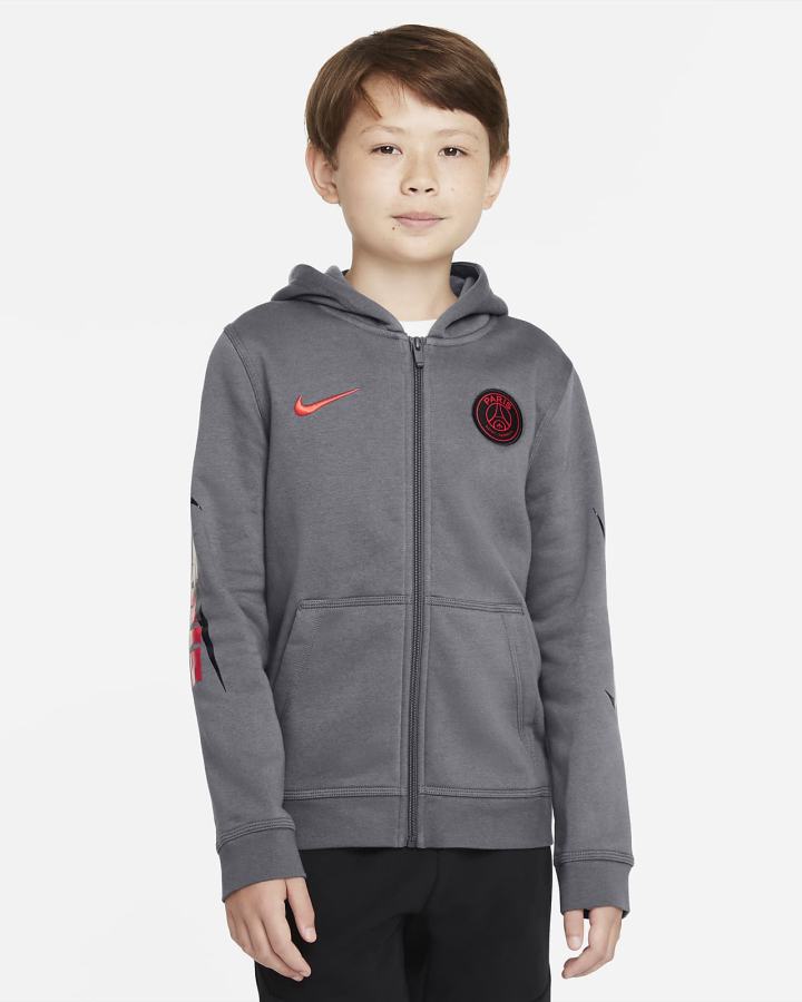 Sudadera Con Capucha Nike Paris Saint-Germain Kids Full-Zip Fleece Niño Gris Oscuro Rojas | ETZAF-9031