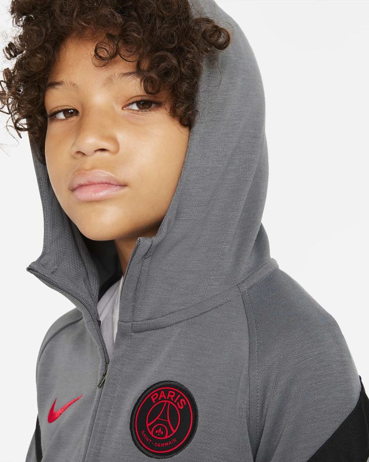 Sudadera Con Capucha Nike Paris Saint-Germain Kids 1/2-Zip Fleece Soccer Niño Gris Oscuro Negras Rojas | LFGMI-9048