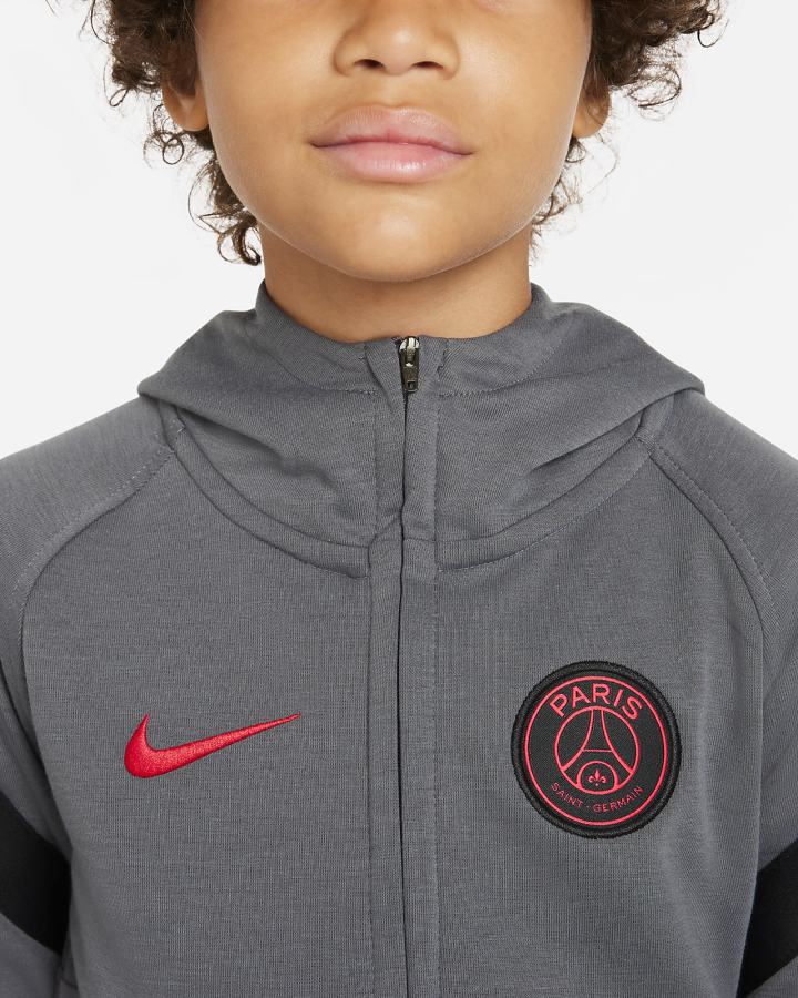 Sudadera Con Capucha Nike Paris Saint-Germain Kids 1/2-Zip Fleece Soccer Niño Gris Oscuro Negras Rojas | LFGMI-9048