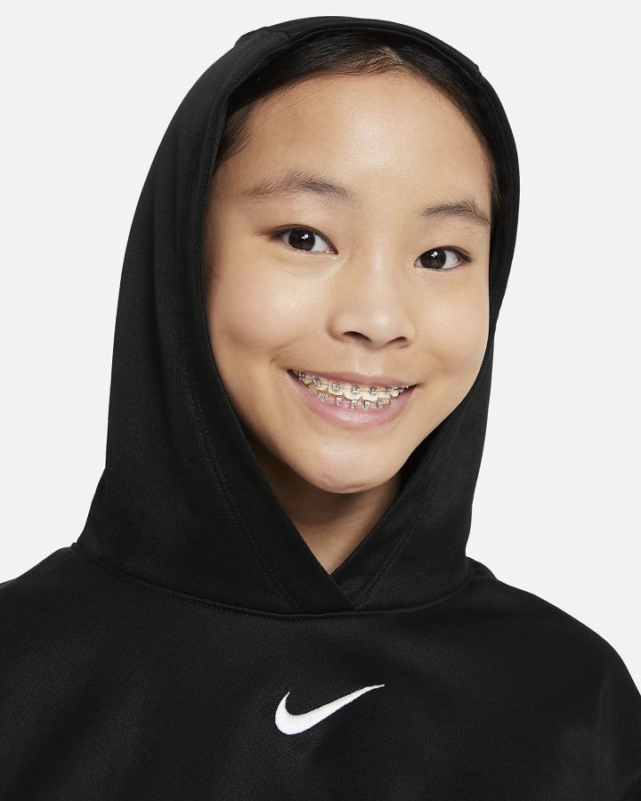 Sudadera Con Capucha Nike Pro Therma-FIT Kids Niña Negras Blancas | LXCUS-8293