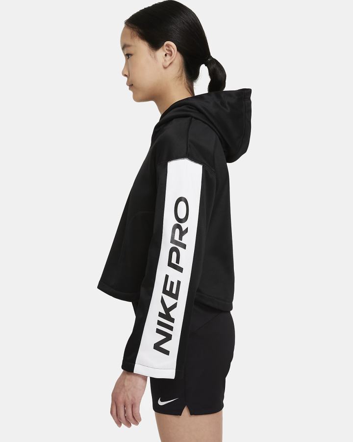 Sudadera Con Capucha Nike Pro Therma-FIT Kids Niña Negras Blancas | LXCUS-8293