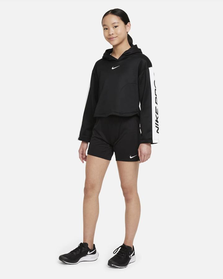 Sudadera Con Capucha Nike Pro Therma-FIT Kids Niña Negras Blancas | LXCUS-8293