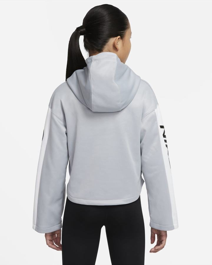 Sudadera Con Capucha Nike Pro Therma-FIT Kids Niña Gris Claro Blancas | ZAIGB-6173