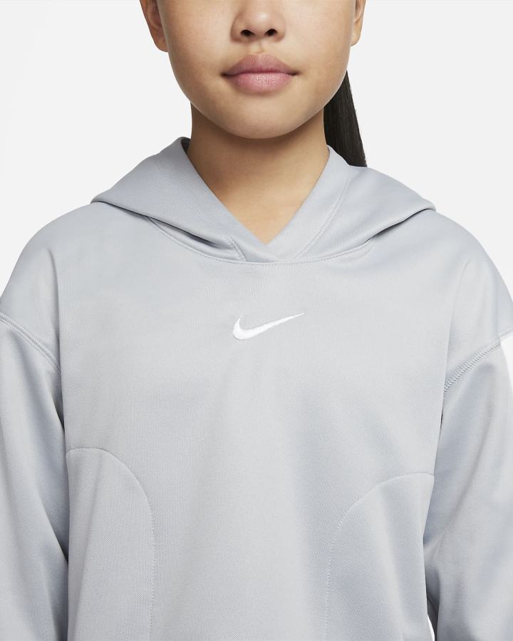 Sudadera Con Capucha Nike Pro Therma-FIT Kids Niña Gris Claro Blancas | ZAIGB-6173