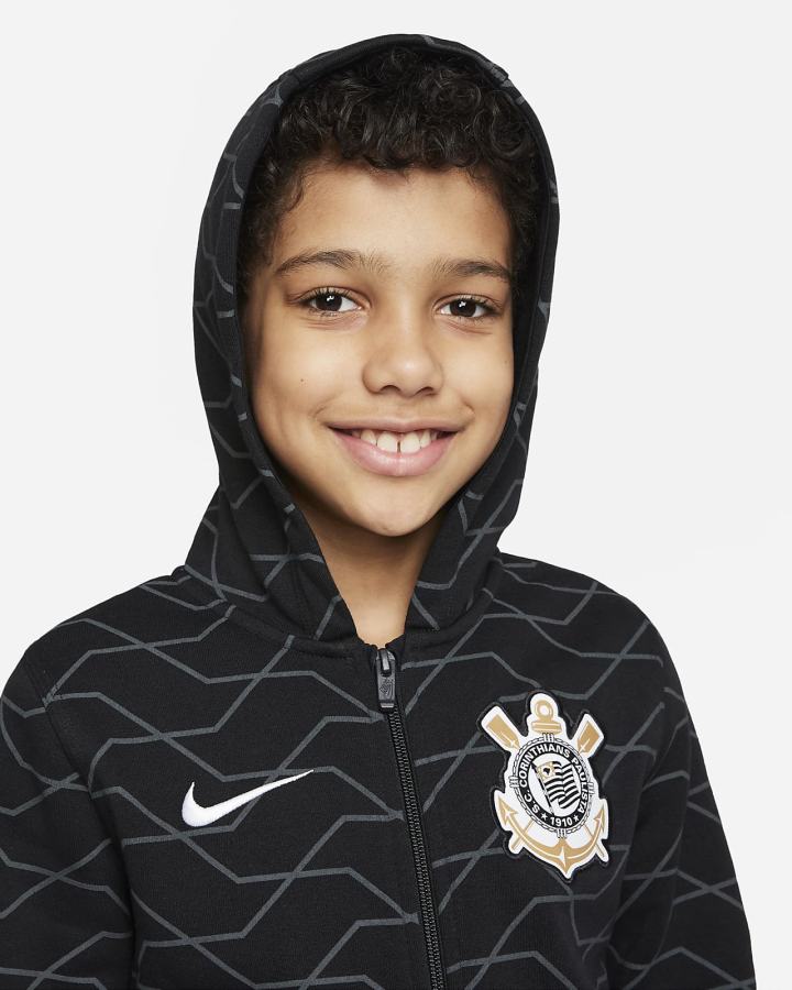 Sudadera Con Capucha Nike S.C. Corinthians Kids Full-Zip Fleece Niño Negras Gris Oscuro Blancas | YZTHG-2084
