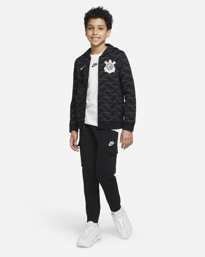 Sudadera Con Capucha Nike S.C. Corinthians Kids Full-Zip Fleece Niño Negras Gris Oscuro Blancas | YZTHG-2084