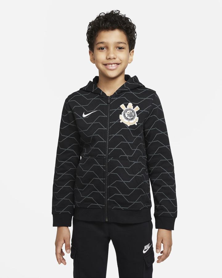 Sudadera Con Capucha Nike S.C. Corinthians Kids Full-Zip Fleece Niño Negras Gris Oscuro Blancas | YZTHG-2084