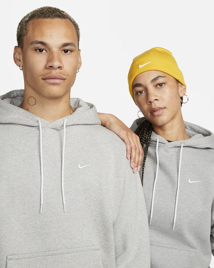 Sudadera Con Capucha Nike Solo Swoosh Fleece Hombre Gris Oscuro Blancas | DMBRV-4259