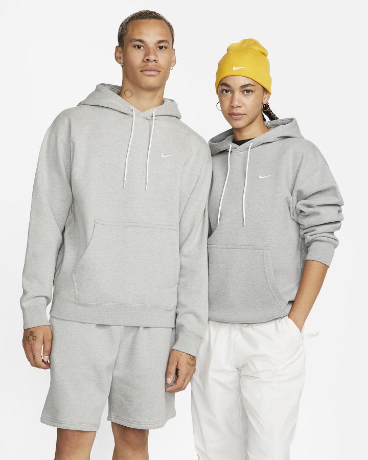 Sudadera Con Capucha Nike Solo Swoosh Fleece Hombre Gris Oscuro Blancas | DMBRV-4259