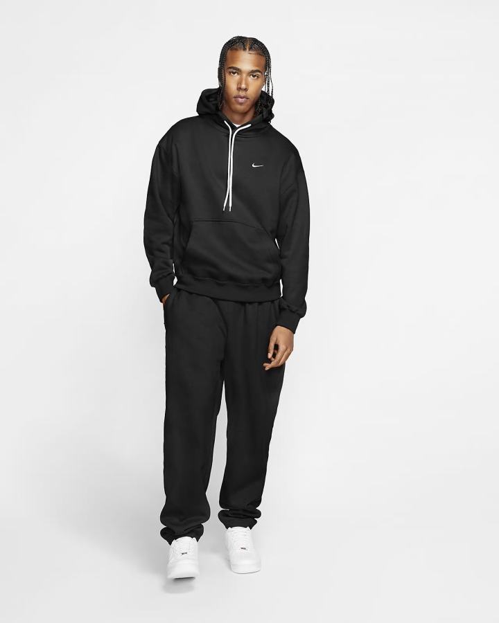 Sudadera Con Capucha Nike Solo Swoosh Fleece Hombre Negras Blancas | EWOSX-2851