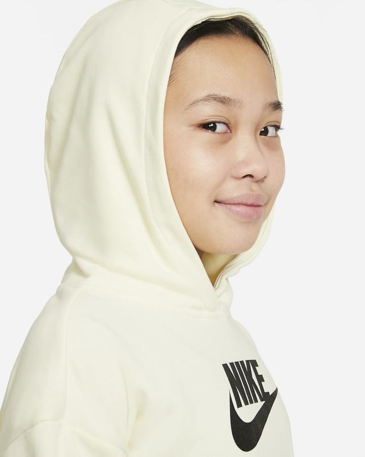 Sudadera Con Capucha Nike Sportswear Club Kids French Terry Cropped (Extended Size) Niña Negras | ABSPH-8416