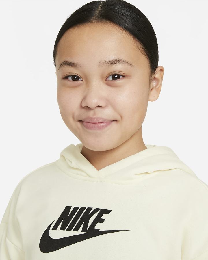 Sudadera Con Capucha Nike Sportswear Club Kids French Terry Cropped (Extended Size) Niña Negras | ABSPH-8416
