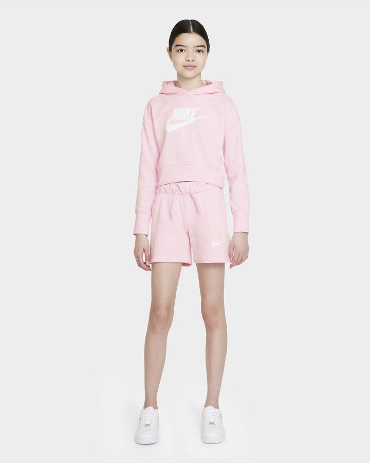 Sudadera Con Capucha Nike Sportswear Club Kids French Terry Cropped (Extended Size) Niña Negras | ABSPH-8416