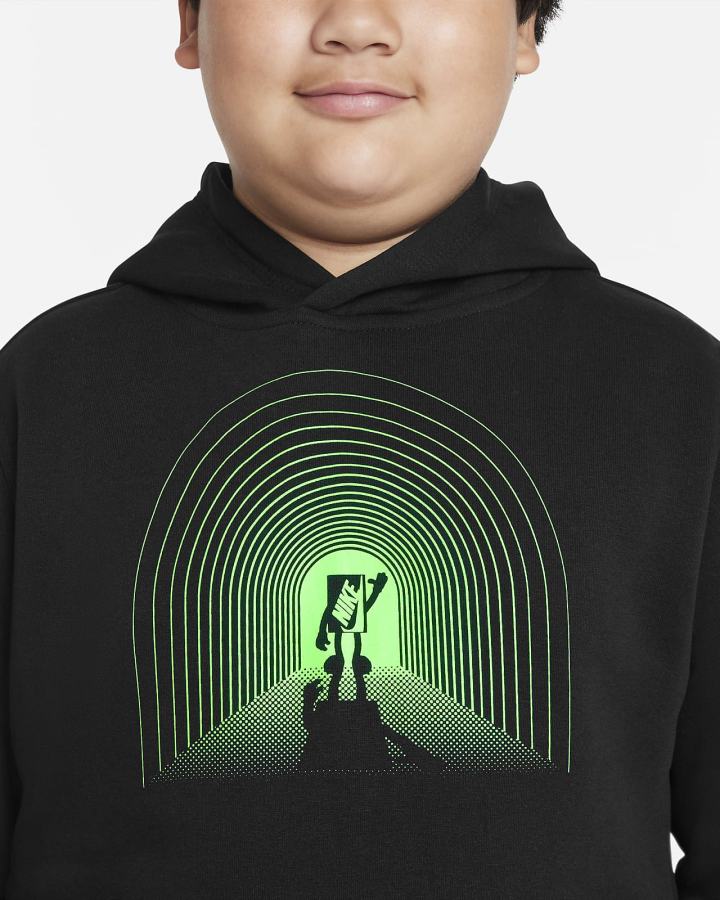 Sudadera Con Capucha Nike Sportswear Club Kids Estampadas (Extended Size) Niño Negras Verde | AQYRO-9724