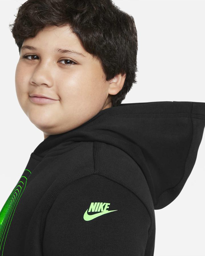 Sudadera Con Capucha Nike Sportswear Club Kids Estampadas (Extended Size) Niño Negras Verde | AQYRO-9724