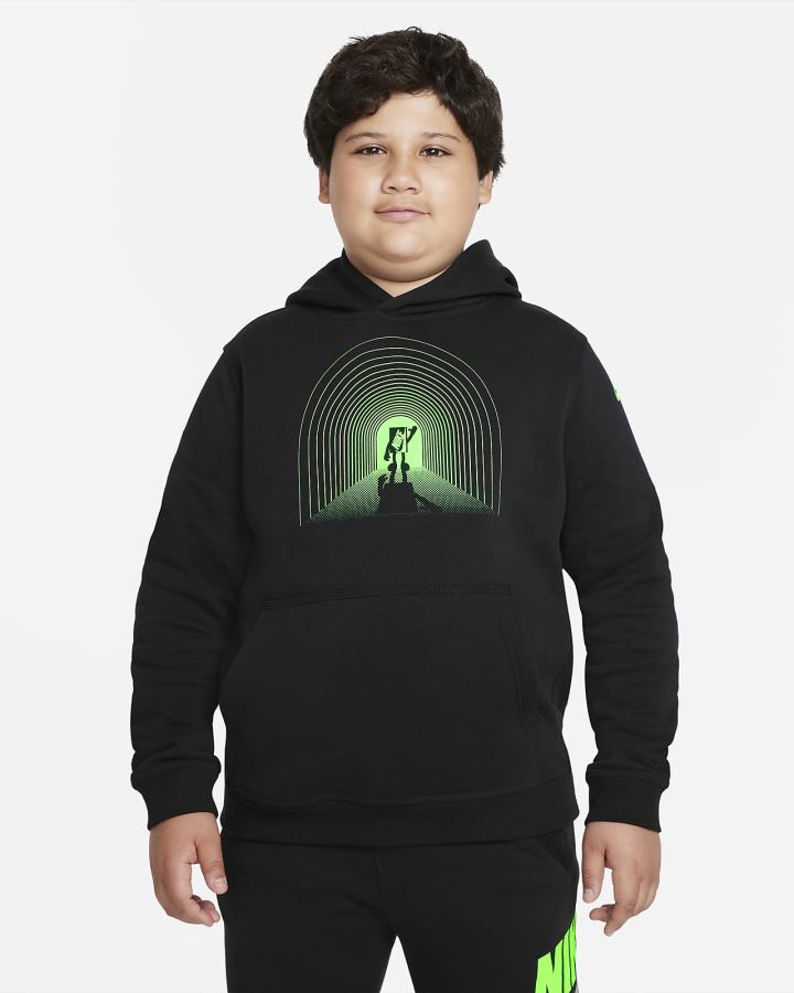 Sudadera Con Capucha Nike Sportswear Club Kids Estampadas (Extended Size) Niño Negras Verde | AQYRO-9724