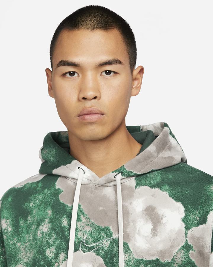 Sudadera Con Capucha Nike Sportswear Club Fleece Floral Hombre Verde | AYFDL-2743