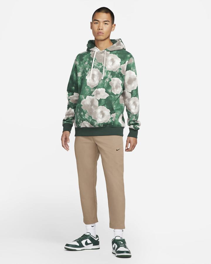 Sudadera Con Capucha Nike Sportswear Club Fleece Floral Hombre Verde | AYFDL-2743
