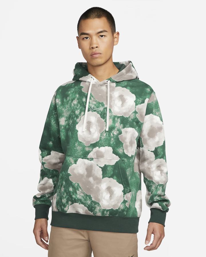 Sudadera Con Capucha Nike Sportswear Club Fleece Floral Hombre Verde | AYFDL-2743