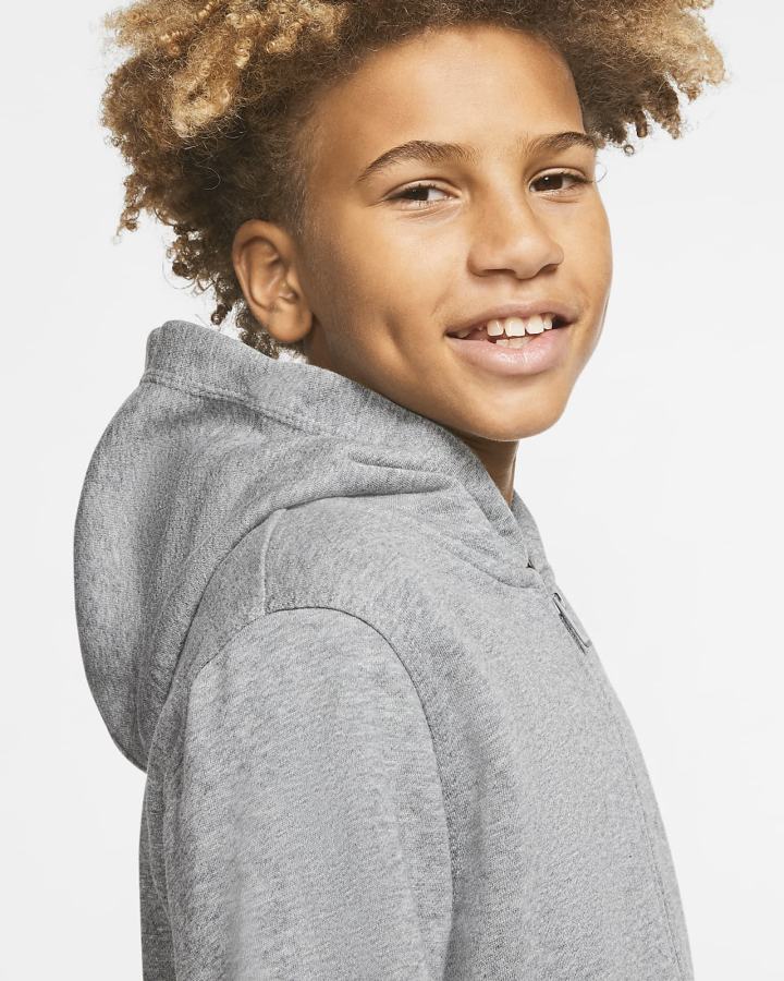 Sudadera Con Capucha Nike Sportswear Club Kids Full-Zip Niño Gris Oscuro Blancas | BAWES-1645