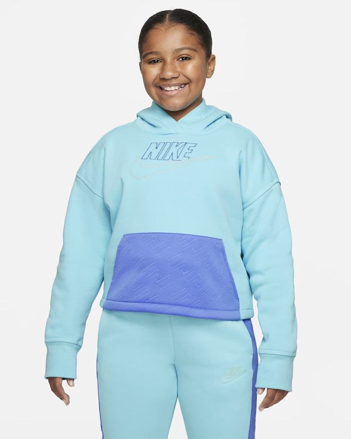 Sudadera Con Capucha Nike Sportswear Club Fleece Kids (Extended Size) Niña Azules | BDYWK-4502