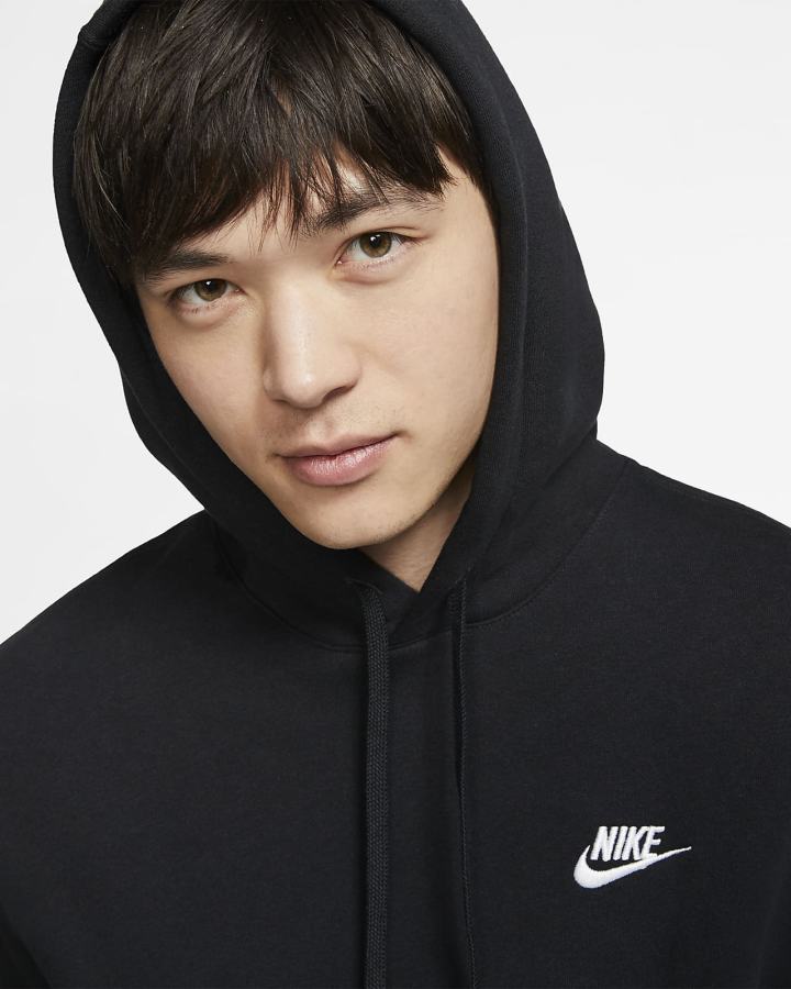 Sudadera Con Capucha Nike Sportswear Club Fleece Hombre Negras Blancas | BKMCJ-4539