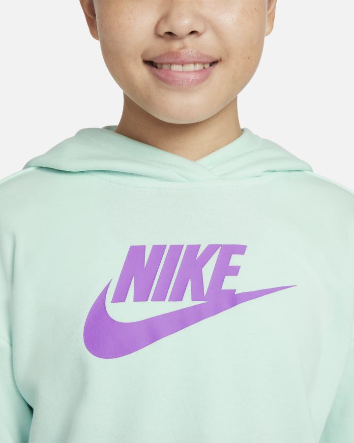 Sudadera Con Capucha Nike Sportswear Club Kids French Terry Cropped (Extended Size) Niña Verde Menta Moradas | BLTHG-8619