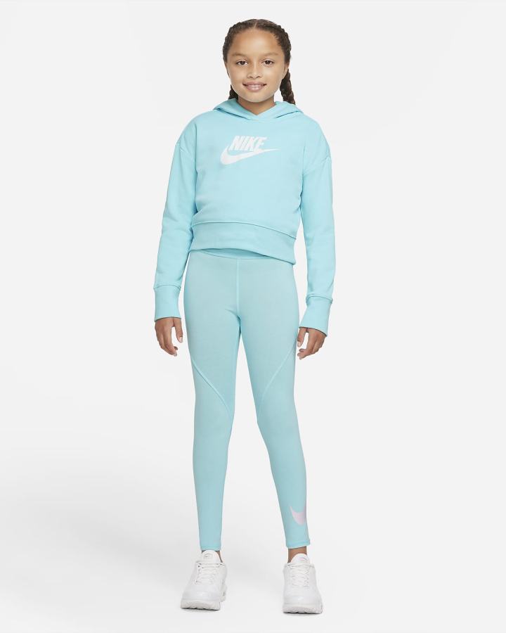Sudadera Con Capucha Nike Sportswear Club Kids French Terry Cropped (Extended Size) Niña Verde Menta Moradas | BLTHG-8619