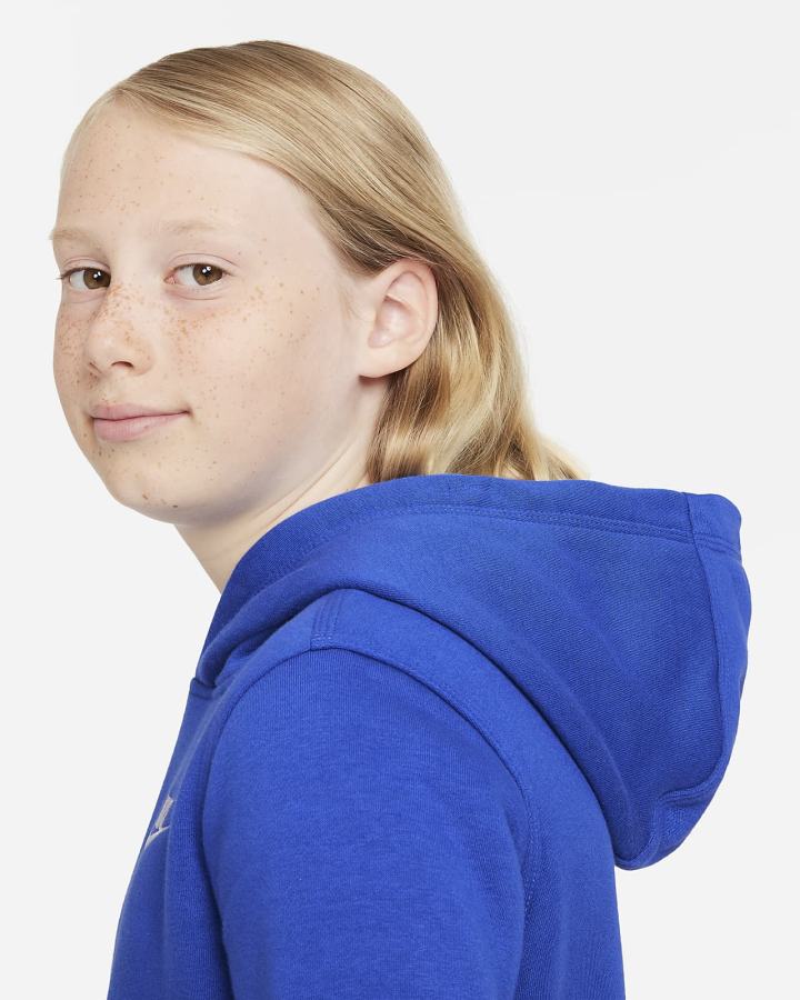 Sudadera Con Capucha Nike Sportswear Club Kids Niño Azul Real Blancas | BOGYK-7043