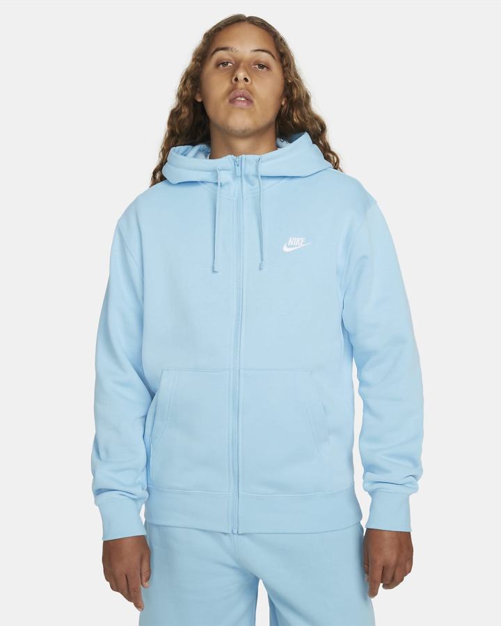 Sudadera Con Capucha Nike Sportswear Club Fleece Full-Zip Hombre Azules Blancas | CHDOY-0354