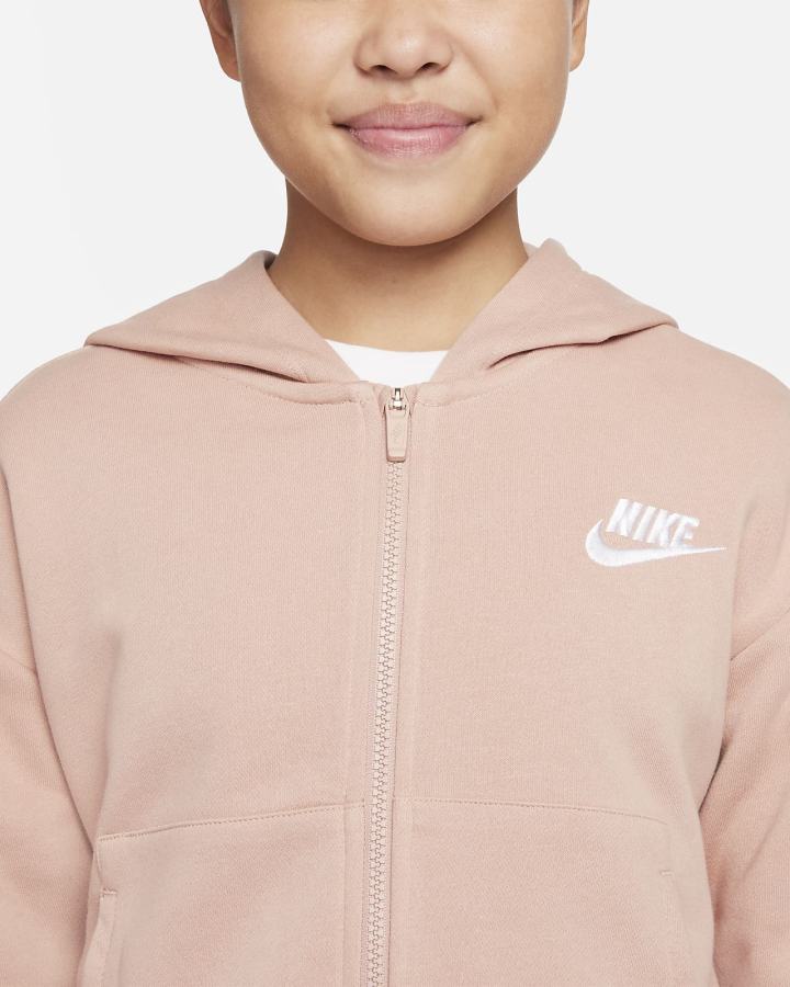 Sudadera Con Capucha Nike Sportswear Club Fleece Kids Full-Zip Niña Rosas Blancas | CZPLG-0793