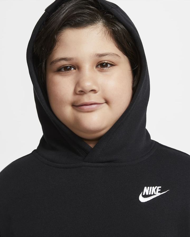 Sudadera Con Capucha Nike Sportswear Club Kids Niño Negras Blancas | DCXSG-3024