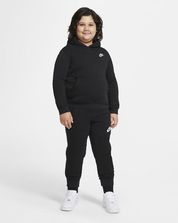 Sudadera Con Capucha Nike Sportswear Club Kids Niño Negras Blancas | DCXSG-3024