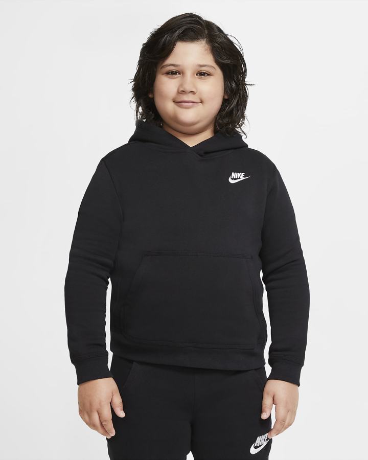 Sudadera Con Capucha Nike Sportswear Club Kids Niño Negras Blancas | DCXSG-3024