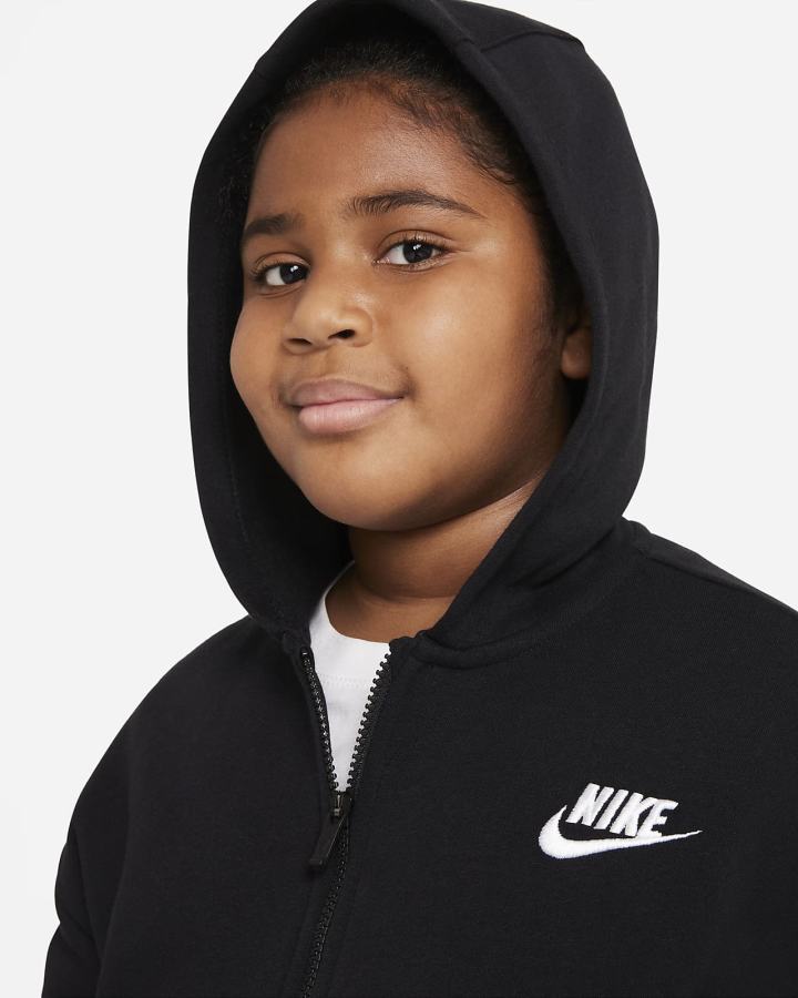 Sudadera Con Capucha Nike Sportswear Club Fleece Kids Full-Zip Niña Negras Blancas | DMEQX-8632