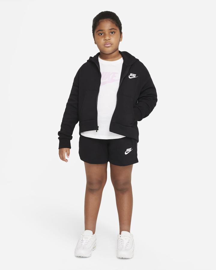 Sudadera Con Capucha Nike Sportswear Club Fleece Kids Full-Zip Niña Negras Blancas | DMEQX-8632