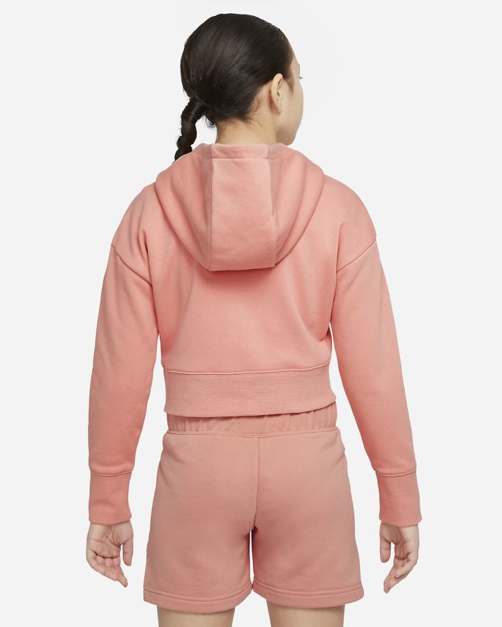 Sudadera Con Capucha Nike Sportswear Club Kids French Terry Cropped (Extended Size) Niña Blancas | DPZHX-3082