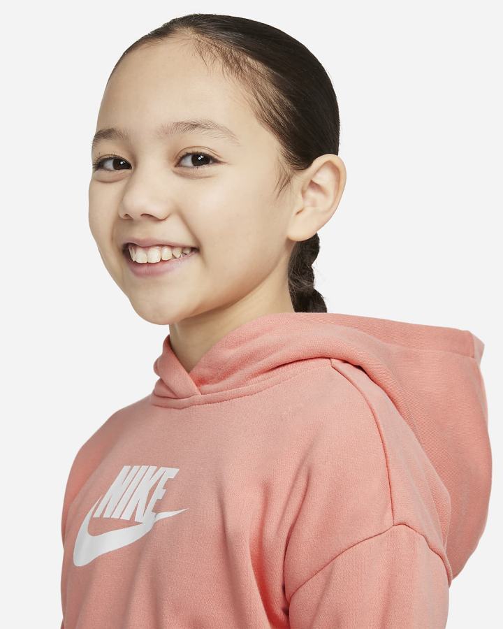 Sudadera Con Capucha Nike Sportswear Club Kids French Terry Cropped (Extended Size) Niña Blancas | DPZHX-3082