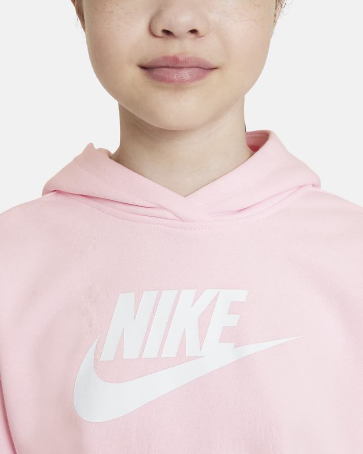 Sudadera Con Capucha Nike Sportswear Club Kids French Terry Cropped (Extended Size) Niña Rosas Blancas | EOFKJ-6482