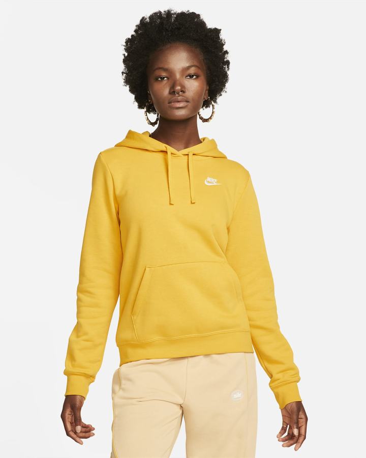 Sudadera Con Capucha Nike Sportswear Club Fleece Mujer Amarillo Blancas | EQNDV-8169