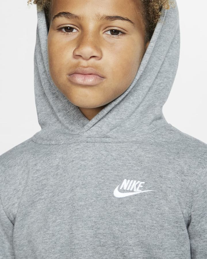 Sudadera Con Capucha Nike Sportswear Club Kids Niño Gris Oscuro Blancas | FGQDK-1304