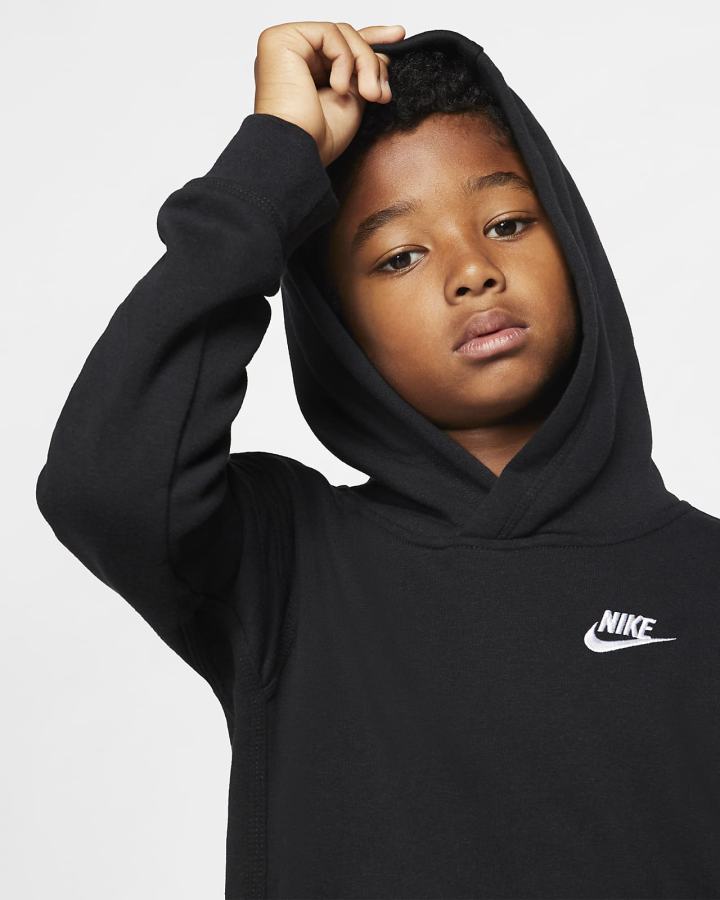 Sudadera Con Capucha Nike Sportswear Club Kids Niño Negras Blancas | FRKMZ-5496