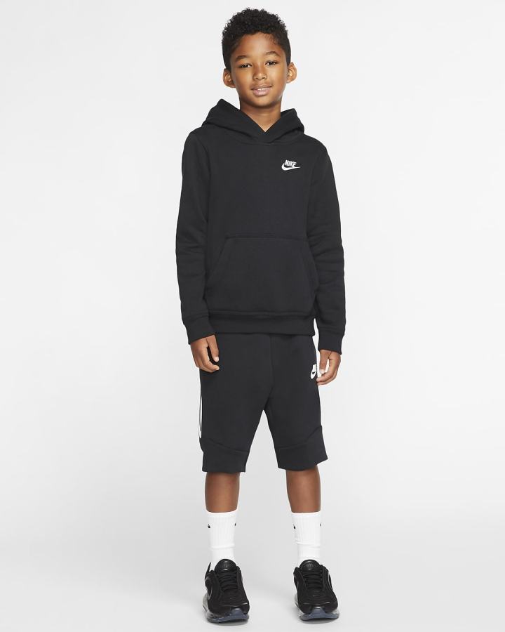 Sudadera Con Capucha Nike Sportswear Club Kids Niño Negras Blancas | FRKMZ-5496
