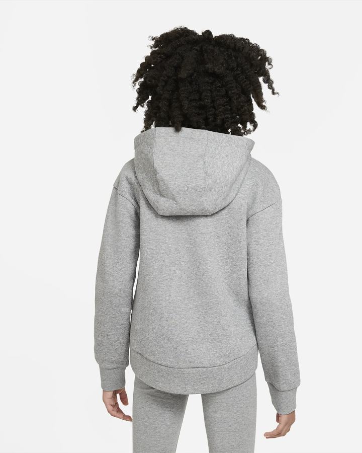 Sudadera Con Capucha Nike Sportswear Club Fleece Kids Full-Zip Niña Gris Oscuro Blancas | FSJPB-3796