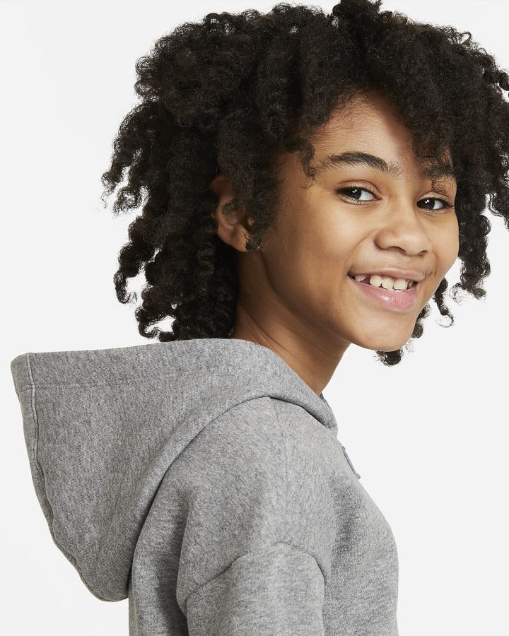 Sudadera Con Capucha Nike Sportswear Club Fleece Kids Full-Zip Niña Gris Oscuro Blancas | FSJPB-3796